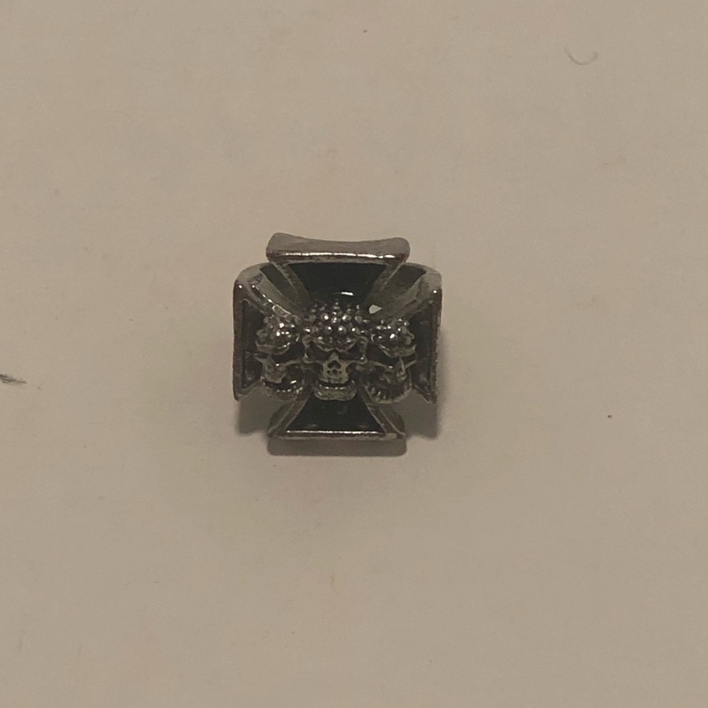 Silver Skull Iron Cross Ring